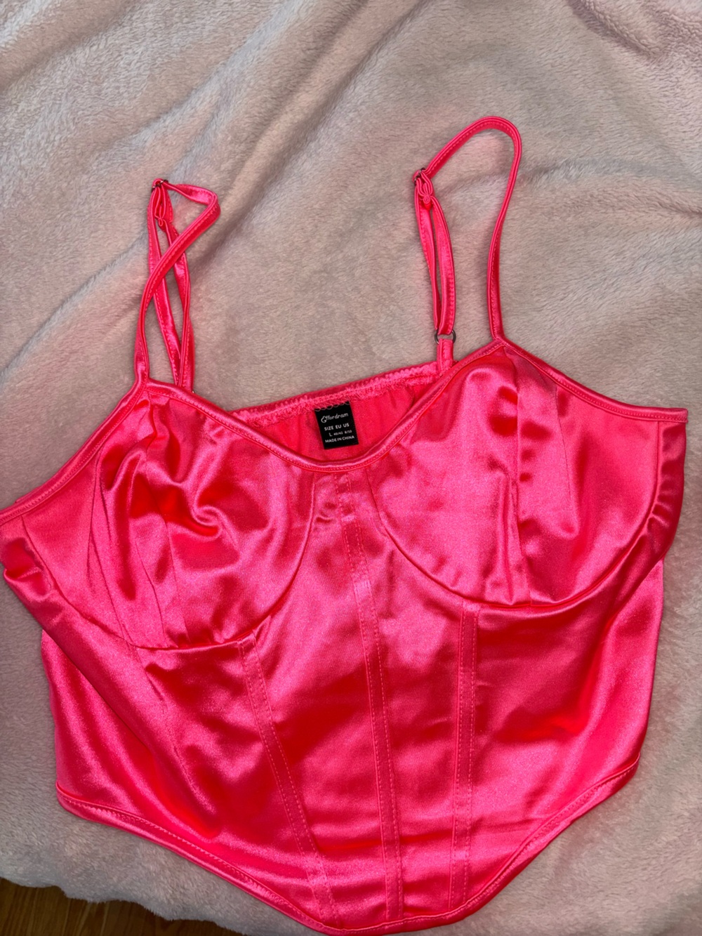 Satin Cami Crop Top - Hot Pink